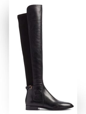 Tory Burch Wyatt Black Leather Over-the-Knee Riding Boots Size 7 MSRP $595